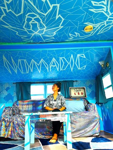 Fully custom renovated RV for a California desert resort. Themed and colored to match an afternoon