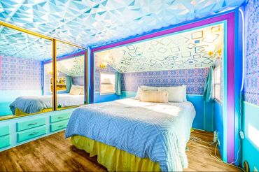 Fully custom renovated RV for a California desert resort. Themed and colored to match an afternoon