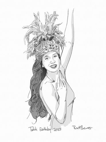 Tahiti dancer
sketch by Brett Bower Sydney Cartoonist
