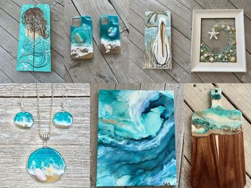 Create coastal magic at GypSea Soul Studios with resin art, jewelry, painted décor, and more
