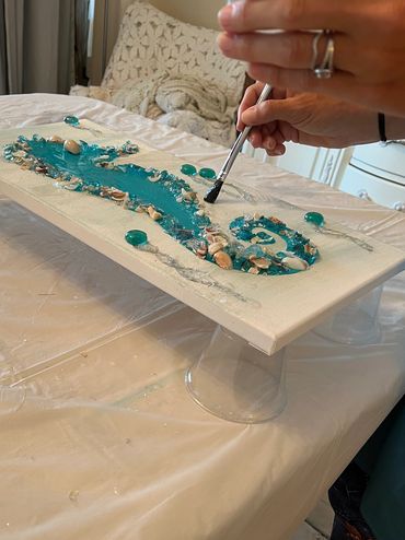 Seahorse theme mixed media with resin