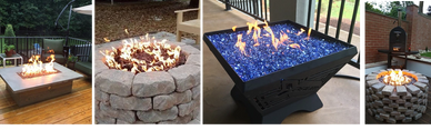 Height of the fire feature burner is best 4" or so to the surface so you dont waste gas to see it.