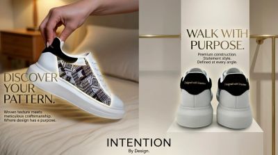 Elegant sneakers showcasing unique patterns and purposeful design.