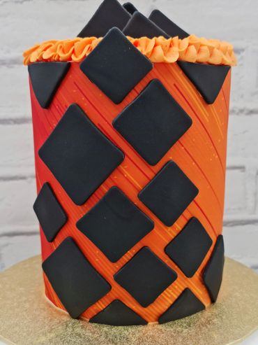 Orange and Black Abstract Cake