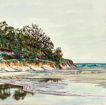 Landscape painting art beautiful beach coast nature gallery contemporary reflection light colour