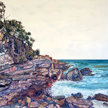 Landscape painting art beautiful beach coast nature gallery contemporary