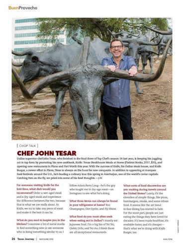 Photo of Chef John Tesar in Texas Journey Magazine