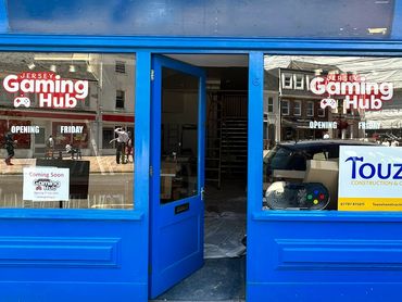 Layered vinyl shop signs