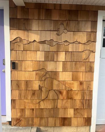 Shingle art. A Great Blue Heron in western red cedar shingles. I can create whatever you like. 