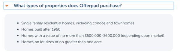 Types of properties Offerpad does purchase