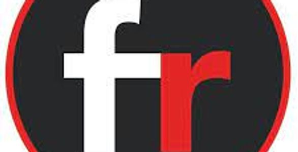 Logo with white 'f' and red 'r' on black circle.