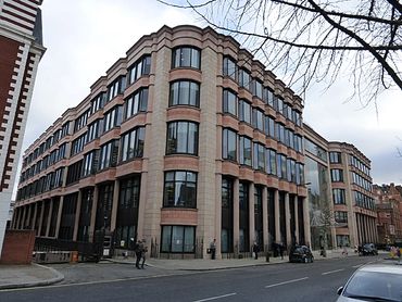 Modern office block with curved aluminium windows