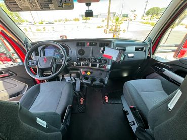 full interior detail of semi truck cab