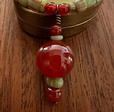 Aventurine Necklace Set with Asian Inspired Jade Pendant