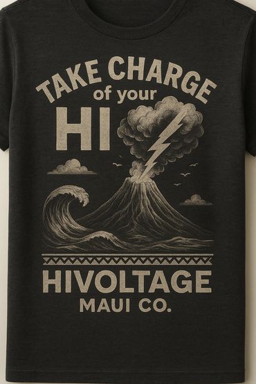 Take Charge of your Hawaii with this design of the essence of Hawaii’s iconic volcano scene and waves