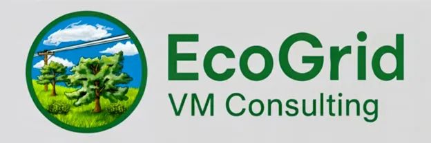 EcoGrid VM Consulting logo with green trees and power lines.