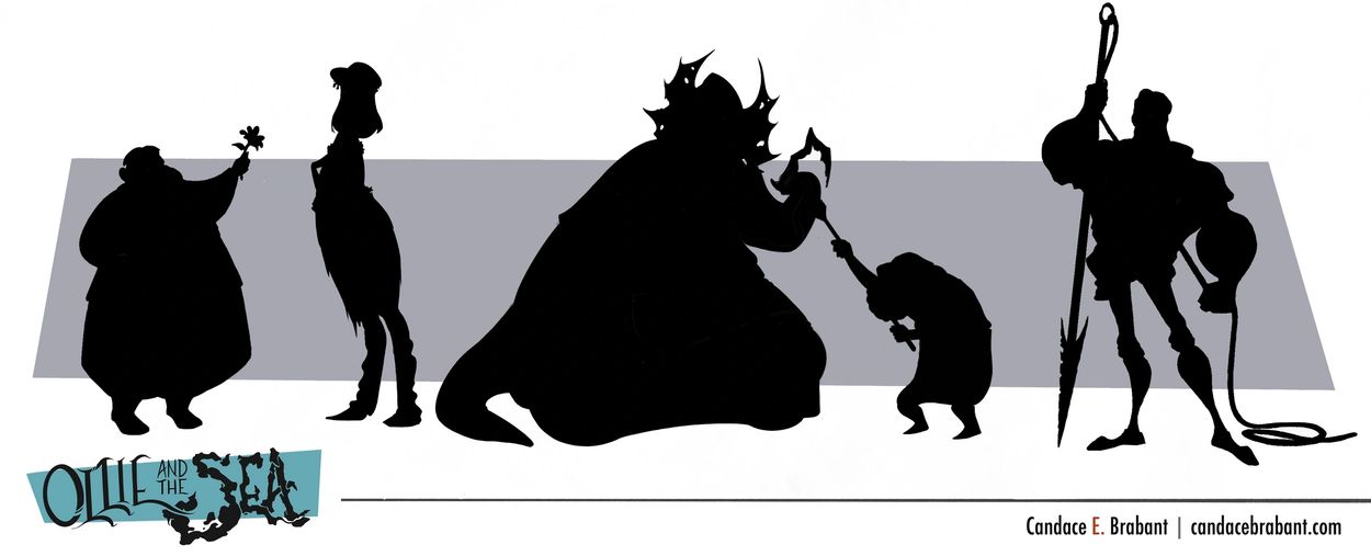 Character design line up, silhouettes, visual development, character design, illustration