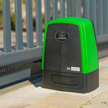 Censys sliding gate motor, uses gate remote to automate gate. Can be connected to intercom or access control system.