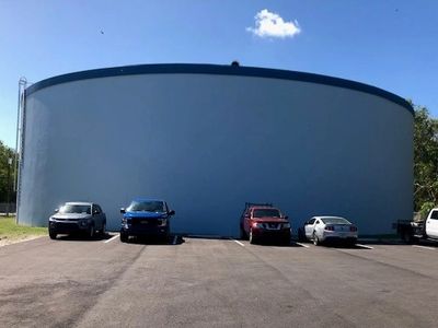 Our largest storage tank holds 3 mil. gallons and provides backup to our 2 mil. & 750K gallon tanks.