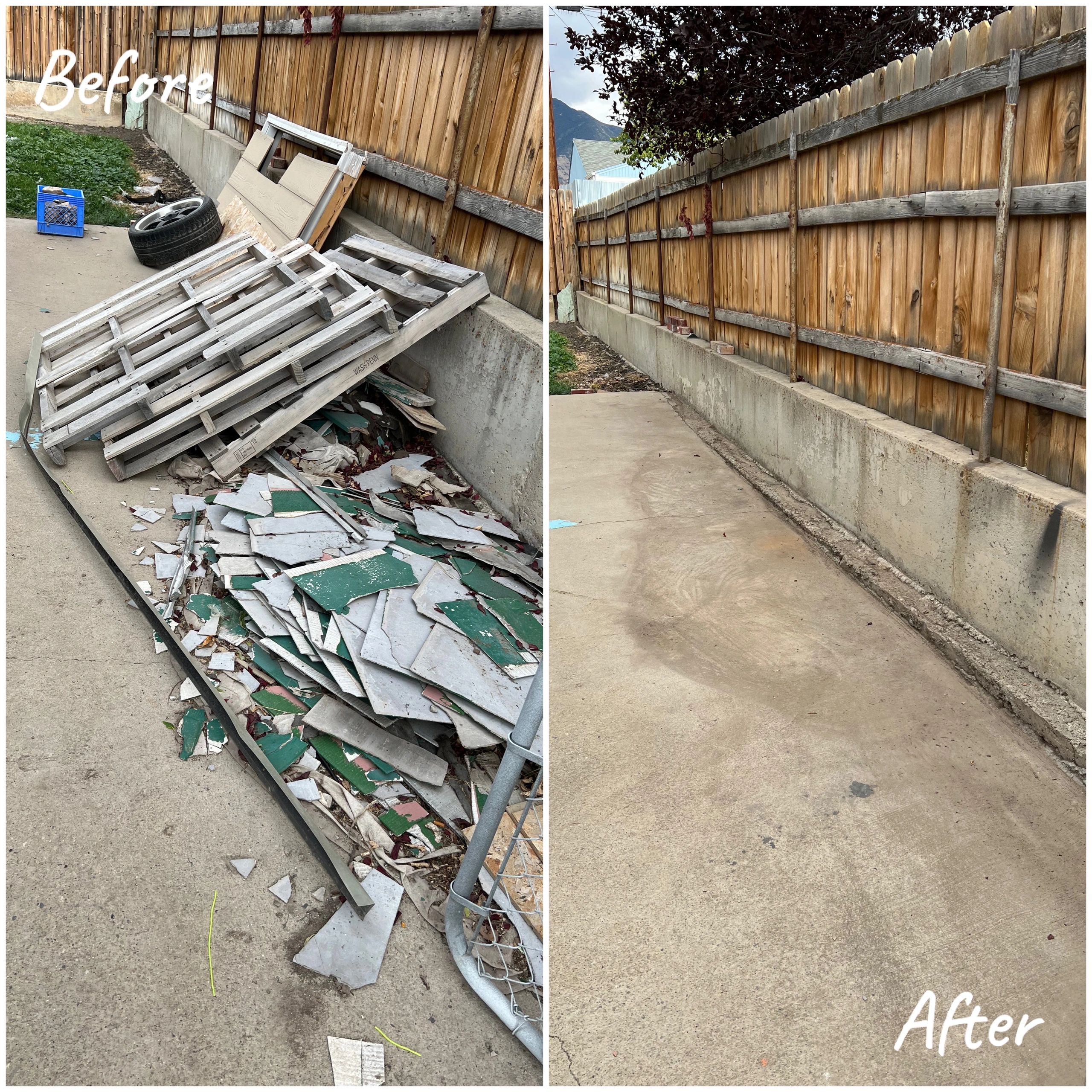 Construction debris clean up before and after 