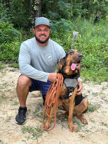 This bloodhound excelled in our professional blood tracking dog training program.