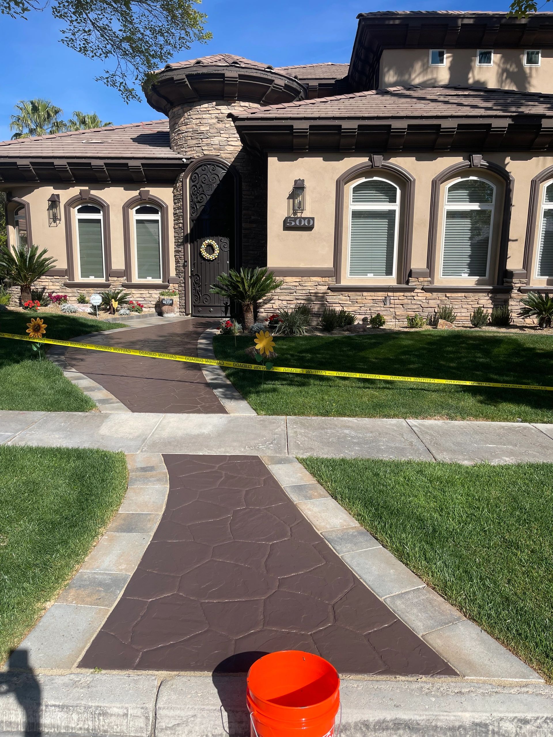 Walkway concrete staining and sealing