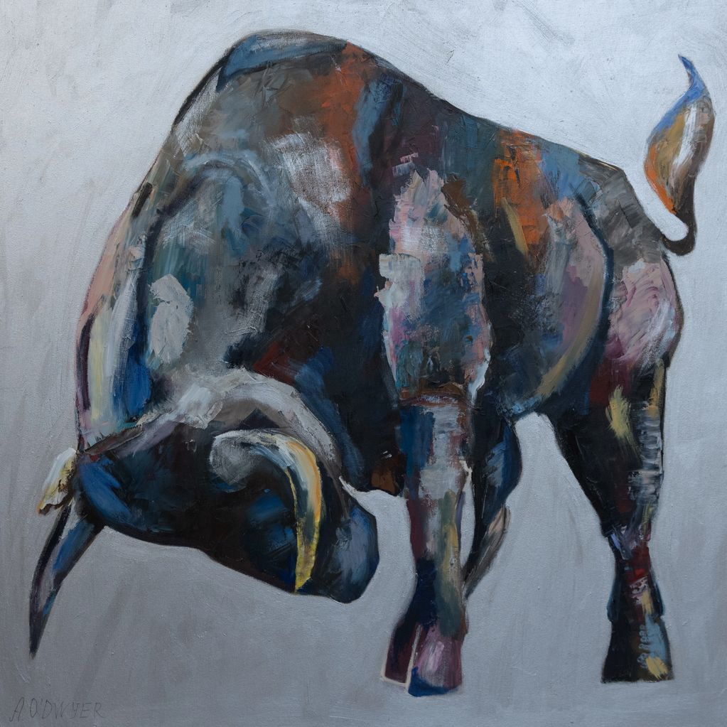 bull animal animal oil painting 