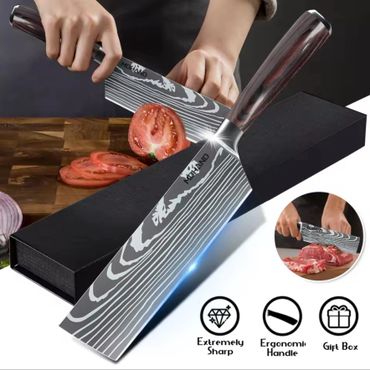 Sharp kitchen knives with ergonomic handles, perfect for precise slicing.