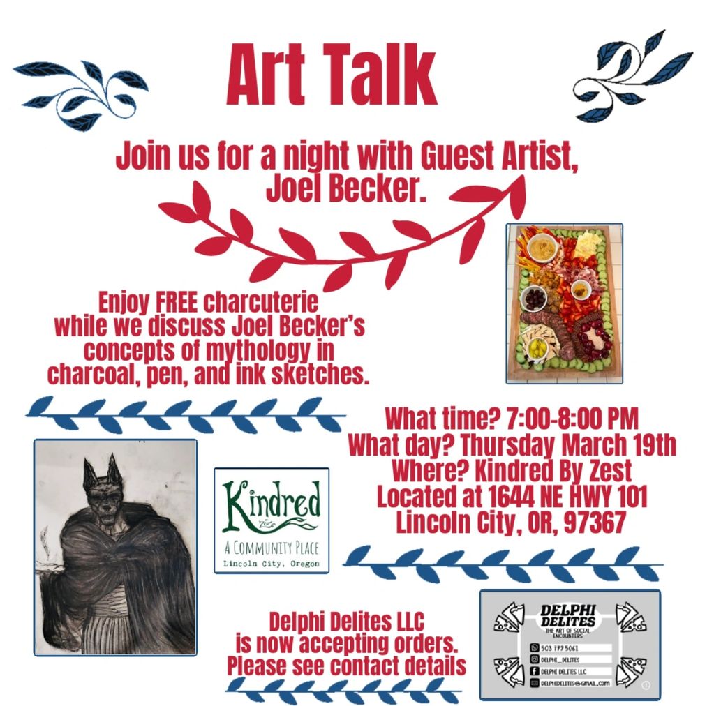 Local Art Talk with Artist Joel Becker. 7-8pm Thursday March 19th. Free charcuterie.