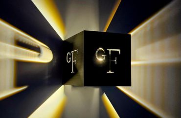 3D Printed Customised Lighting with Company Logo - movable fins to create different angles of light