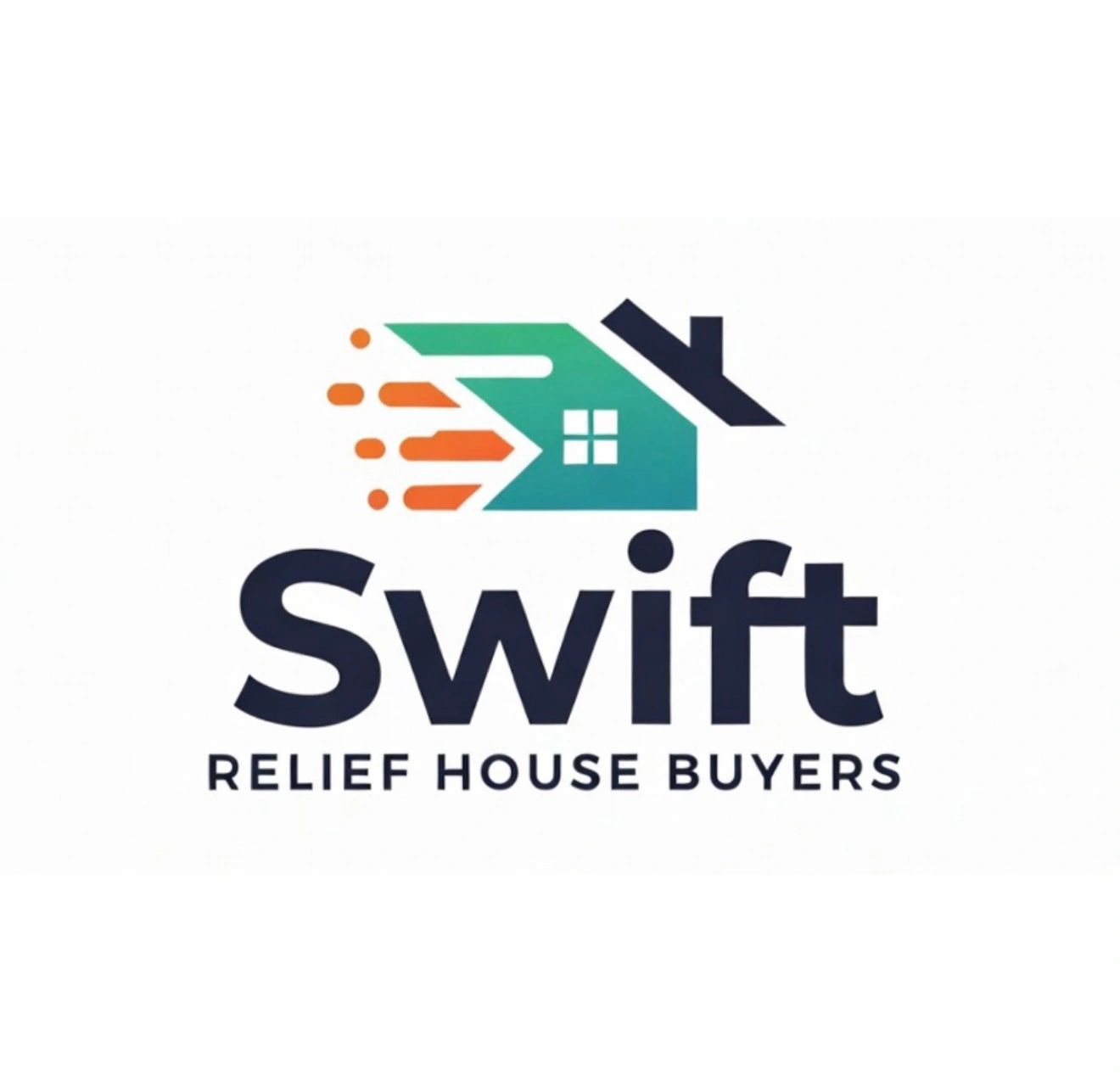 Logo for Swift Relief House Buyers with a stylized house and speed elements.