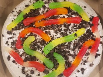 Oreo with gummy worms