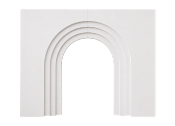 White arch-shaped decorative wall panel.
