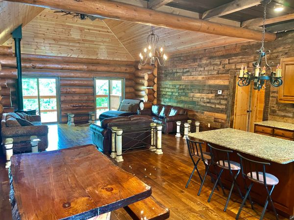 Interior of Engelmann Spruce Lodge at Trestle Park in Ginger Blue - Noel, Missouri