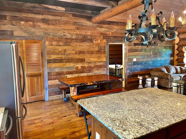 Interior of Engelmann Spruce Lodge at Trestle Park in Ginger Blue - Noel, Missouri