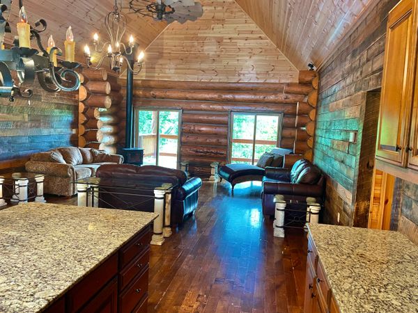 Interior of Engelmann Spruce Lodge at Trestle Park in Ginger Blue - Noel, Missouri