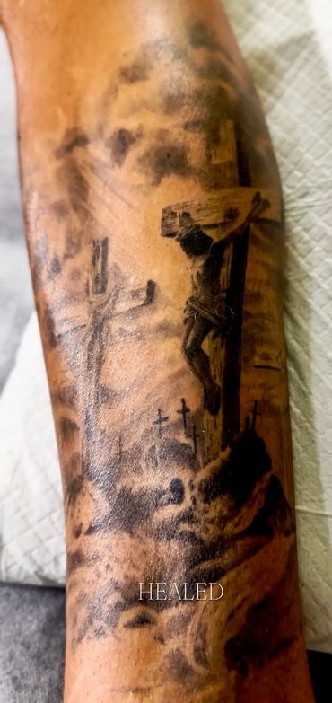 The crucifixion of Jesus tattoo, religious and Christian tattoo ideas, best Jesus tattoo, Catholic