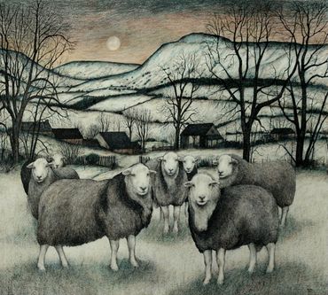 Herdwick Flock,Late Winter, 74 x 66m