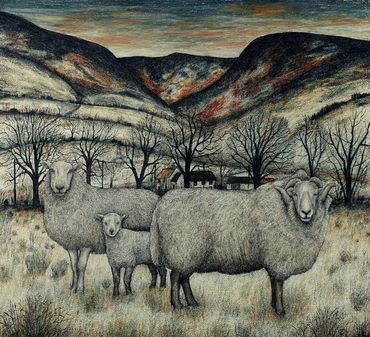 Hill Radnor Sheep, 59 x 54 cm approx.
