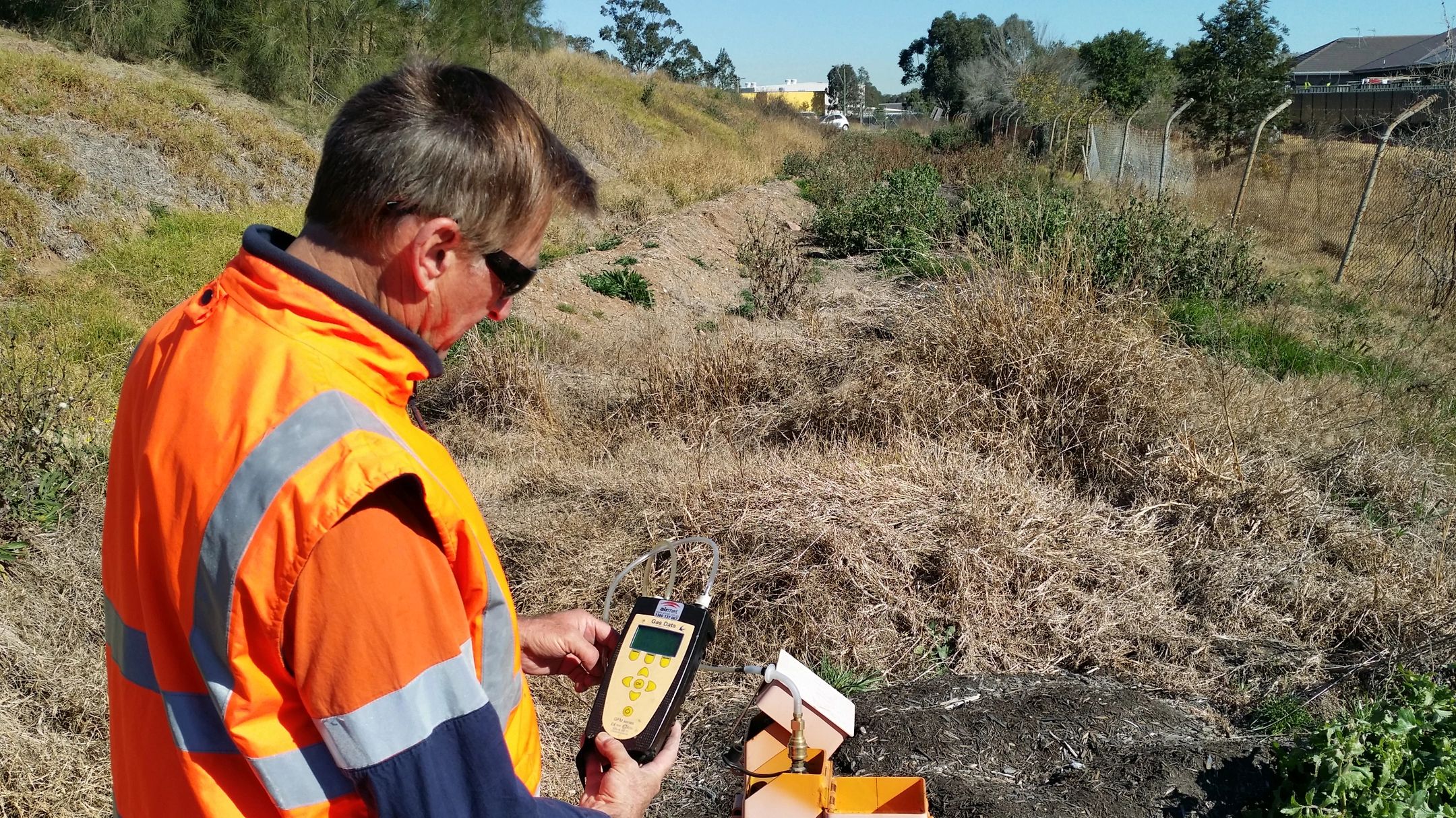 Man testing gas well