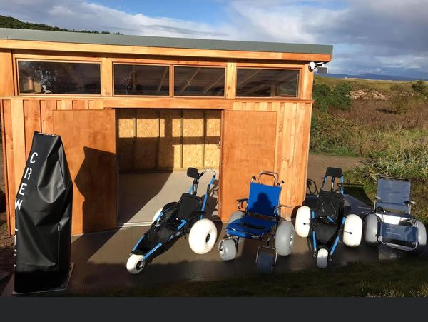 custom wheelchairs on the beach.
