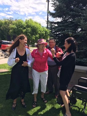 Enjoying activity and laughter with seniors