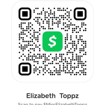 QR code for quick payments to Elizabeth Toppz via Cash App. Scan to instantly send payment to $MissElizabethToppz, ensuring fast and secure transactions for services or tributes.