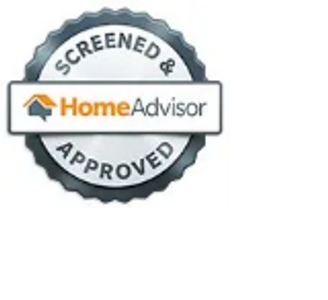 HomeAdvisor Screened & Approved badge with a blue ribbon design.