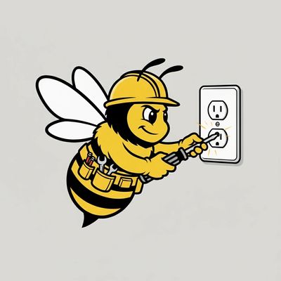 Mr. Bee working on an electrical outlet.
