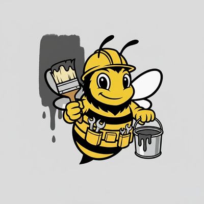Mr. Bee painting a wall.