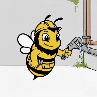 Mr. Bee working on a leaky pipe.