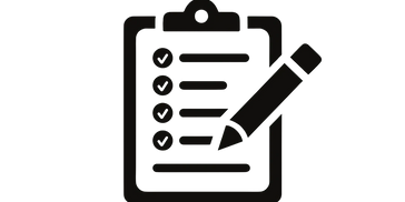 Drawing of a clipboard with pencil, 5 lines, 4 with check mark