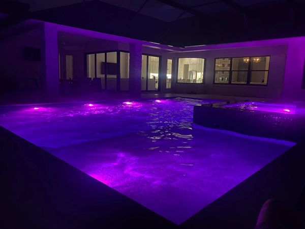 Pool at night. Pool Lights