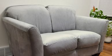 Loveseat reupholstered velvet